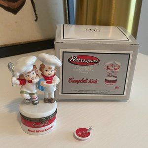 Vintage 90's Campbell Kids Porcelain Tiny Hinged Trinket Treasure Box
